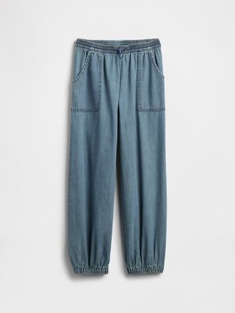 Pantalones deportivos holgados de mezclilla de tiro alto para niños