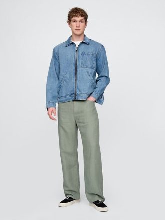 Pantalones holgados de espiga de lino y algodón de los años 90