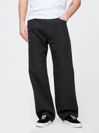 Pantalones holgados de espiga de lino y algodón de los años 90