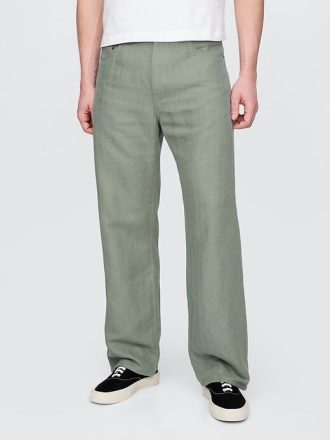 Pantalones holgados de espiga de lino y algodón de los años 90