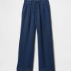 Pantalones holgados de mezclilla de gasa arrugada para niños