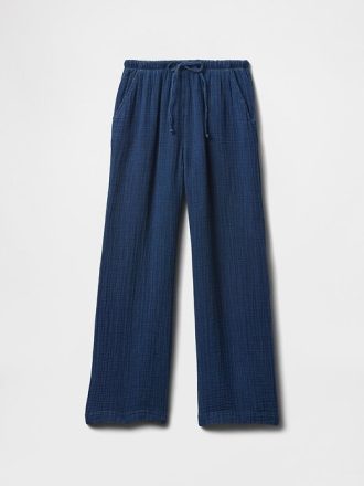 Pantalones holgados de mezclilla de gasa arrugada para niños