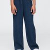 Pantalones holgados de mezclilla de gasa arrugada para niños