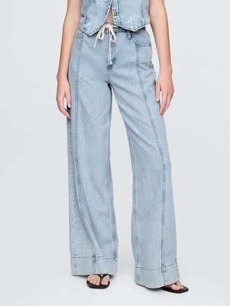 Pantalones holgados de mezclilla ultrasuave de tiro medio