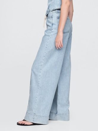 Pantalones holgados de mezclilla ultrasuave de tiro medio