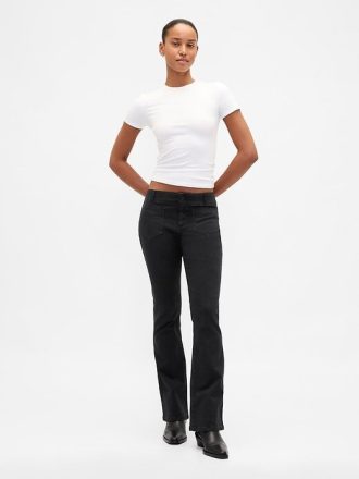 Pantalones largos y ajustados de sarga de tiro bajo