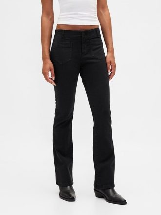 Pantalones largos y ajustados de sarga de tiro bajo