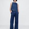 Pantalones plisados de mezclilla ultrasuave de tiro alto 365 Pantalones plisados de mezclilla ultrasuave de tiro alto 365