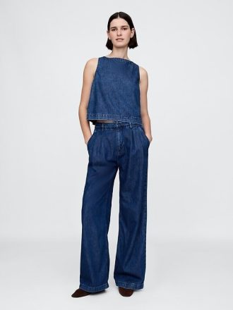Pantalones plisados  de mezclilla ultrasuave de tiro alto 365