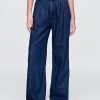 Pantalones plisados de mezclilla ultrasuave de tiro alto 365 Pantalones plisados de mezclilla ultrasuave de tiro alto 365