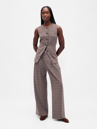 Pantalones plisados de sarga cepillada de tiro alto 365 Pantalones plisados de sarga cepillada de tiro alto 365