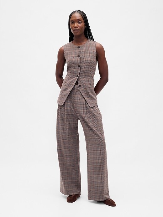 Pantalones plisados de sarga cepillada de tiro alto 365 Pantalones plisados de sarga cepillada de tiro alto 365
