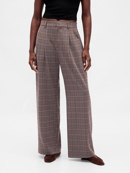 Pantalones plisados de sarga cepillada de tiro alto 365 Pantalones plisados de sarga cepillada de tiro alto 365
