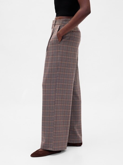 Pantalones plisados de sarga cepillada de tiro alto 365 Pantalones plisados de sarga cepillada de tiro alto 365