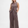 Pantalones plisados de sarga cepillada de tiro alto 365 Pantalones plisados de sarga cepillada de tiro alto 365