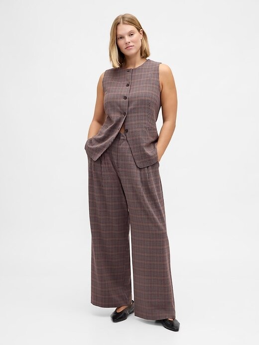 Pantalones plisados de sarga cepillada de tiro alto 365 Pantalones plisados de sarga cepillada de tiro alto 365