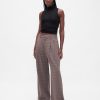 Pantalones plisados de sarga cepillada de tiro alto 365 Pantalones plisados de sarga cepillada de tiro alto 365