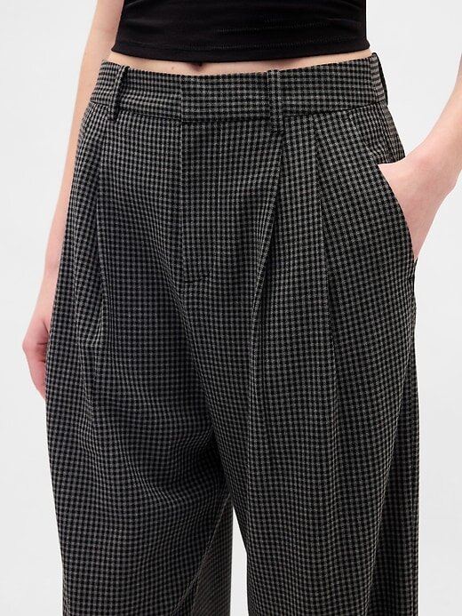 Pantalones plisados de sarga cepillada de tiro alto 365 Pantalones plisados de sarga cepillada de tiro alto 365