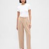 Pantalones tobilleros de sarga cepillada y tiro alto 365