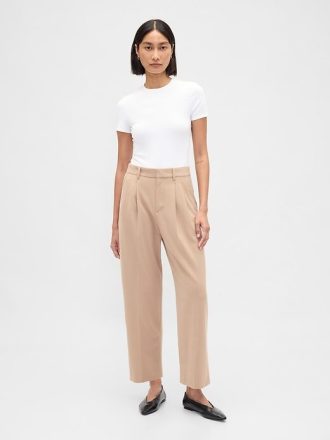 Pantalones tobilleros de sarga cepillada y tiro alto 365