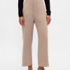 Pantalones tobilleros rectos de sarga y tiro alto Pantalones tobilleros rectos de sarga y tiro alto