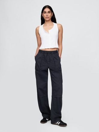 Pantalones utilitarios de tiro medio y cintura fácil