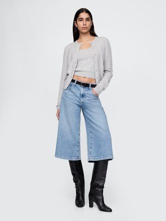 Pantalones vaqueros culotte de tiro alto