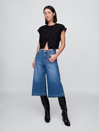 Pantalones vaqueros culotte de tiro alto