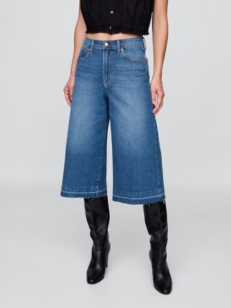 Pantalones vaqueros culotte de tiro alto