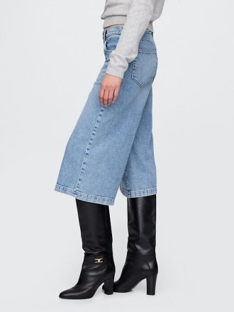 Pantalones vaqueros culotte de tiro alto