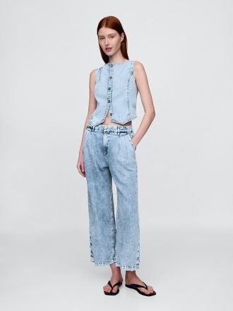 Pantalones vaqueros plisados  hasta el tobillo de tiro alto y ultrasuaves 365