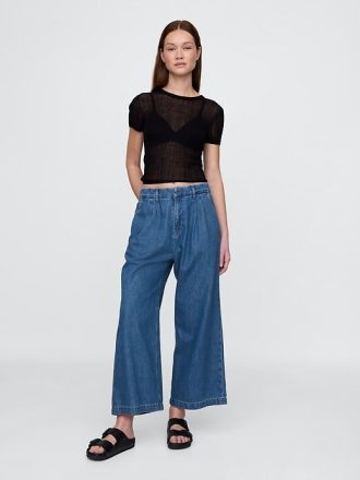Pantalones vaqueros plisados  hasta el tobillo de tiro alto y ultrasuaves 365