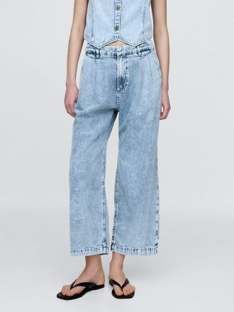 Pantalones vaqueros plisados  hasta el tobillo de tiro alto y ultrasuaves 365