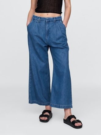 Pantalones vaqueros plisados  hasta el tobillo de tiro alto y ultrasuaves 365