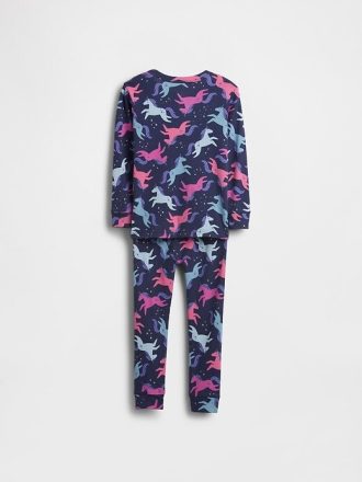 Pijama de unicornio de algodón orgánico cepillado para bebés y niños pequeños Pijama de unicornio de algodón orgánico cepillado para bebés y niños pequeños