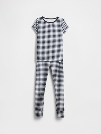 Pijama infantil de algodón orgánico cepillado a cuadros Pijama infantil de algodón orgánico cepillado a cuadros