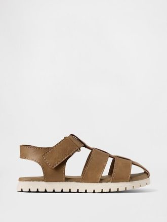 Sandalias de pescador de cuero vegano para niños pequeños