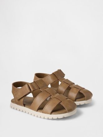Sandalias de pescador de cuero vegano para niños pequeños