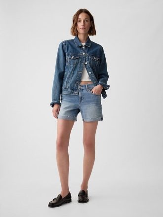 Shorts vaqueros de tiro medio de 5″ para novia Shorts vaqueros de tiro medio de 5″ para novia