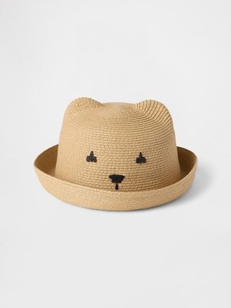 Sombrero de oso de paja para niños pequeños
