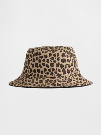 Sombrero de pescador reversible de leopardo para bebés y niños pequeños