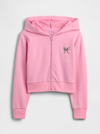 Sudadera con capucha corta y cremallera de felpa francesa para niños de Lilo & Stitch
