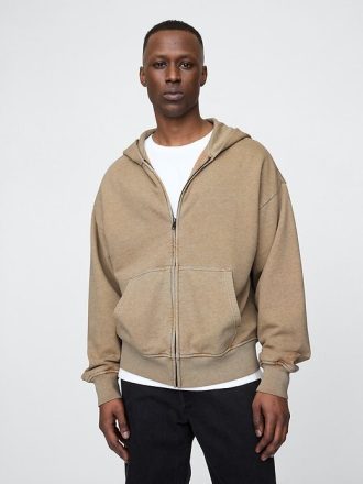 Sudadera con capucha extragrande y cremallera de felpa francesa de peso pesado