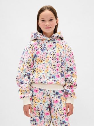Sudadera con capucha floral relajada y suave para niños