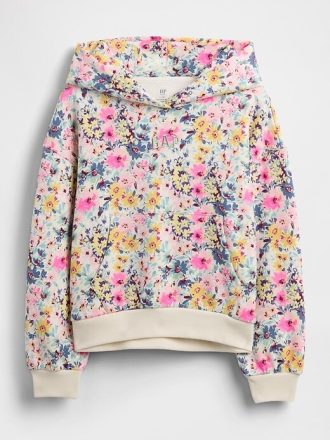 Sudadera con capucha floral relajada y suave para niños