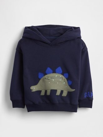 Sudadera con capucha y bolsillo de dinosaurio vintage para bebés y niños pequeños