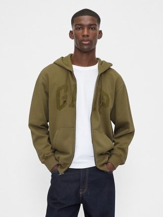 Sudadera con capucha y cremallera completa con logotipo de arco VintageSoft para adultos