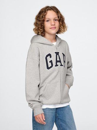 Sudadera con capucha y cremallera con logotipo suave vintage para niños
