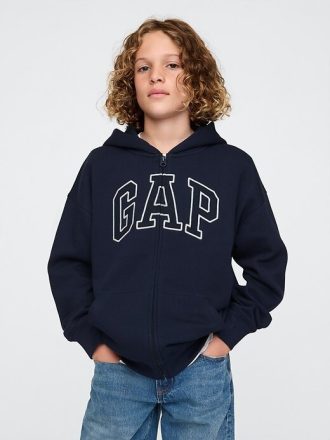Sudadera con capucha y cremallera con logotipo suave vintage para niños