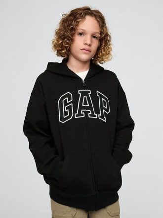 Sudadera con capucha y cremallera con logotipo suave vintage para niños